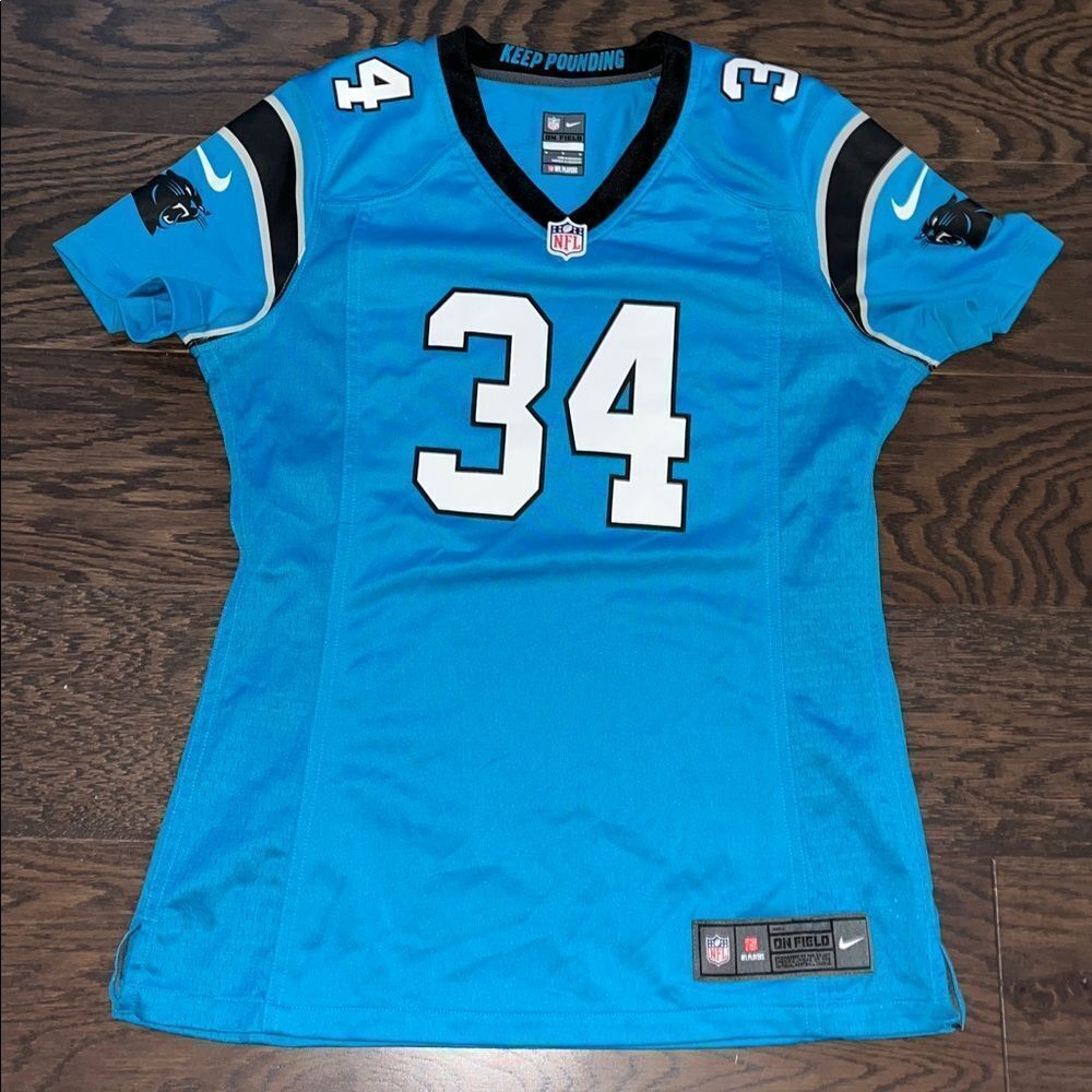 Nike Carolina Panthers Teal Blue Jersey Womens Taper fit  #34 Williams On Field